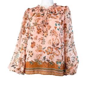 Joie Peach Floral Top Sz M